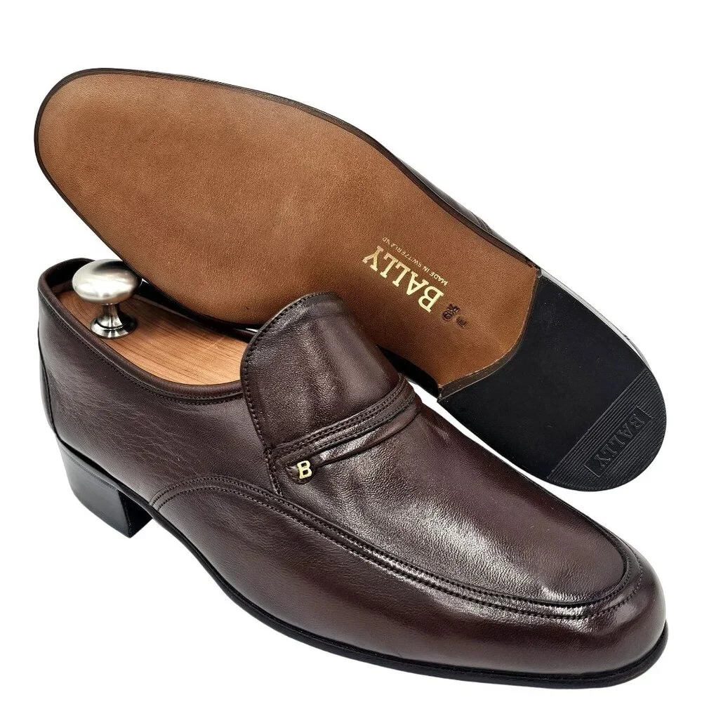 NEW Vintage Bally Men's size 6.5E Brown Calfskin Leather Dress Shoes Bit Loafers - Picture 2 of 15